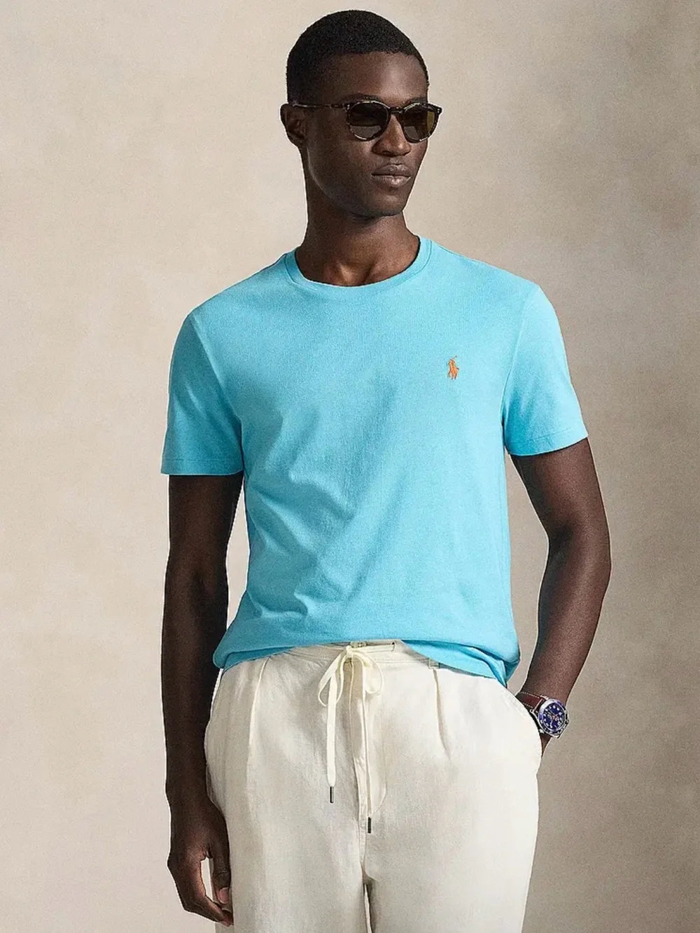 Polo by Ralph Lauren Aqua Crewneck Tee with Signature Pony
